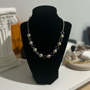 Elegant Silver Pearl Necklace
